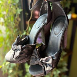 Ardene Black Heels with Bow Accent